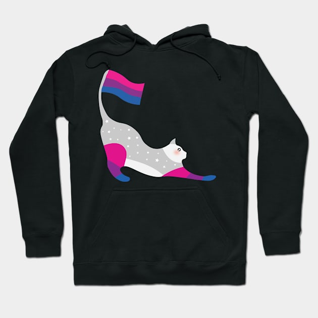 Bisexual Pride Sparkly Pastel Rainbow Cat Hoodie by ttyaythings